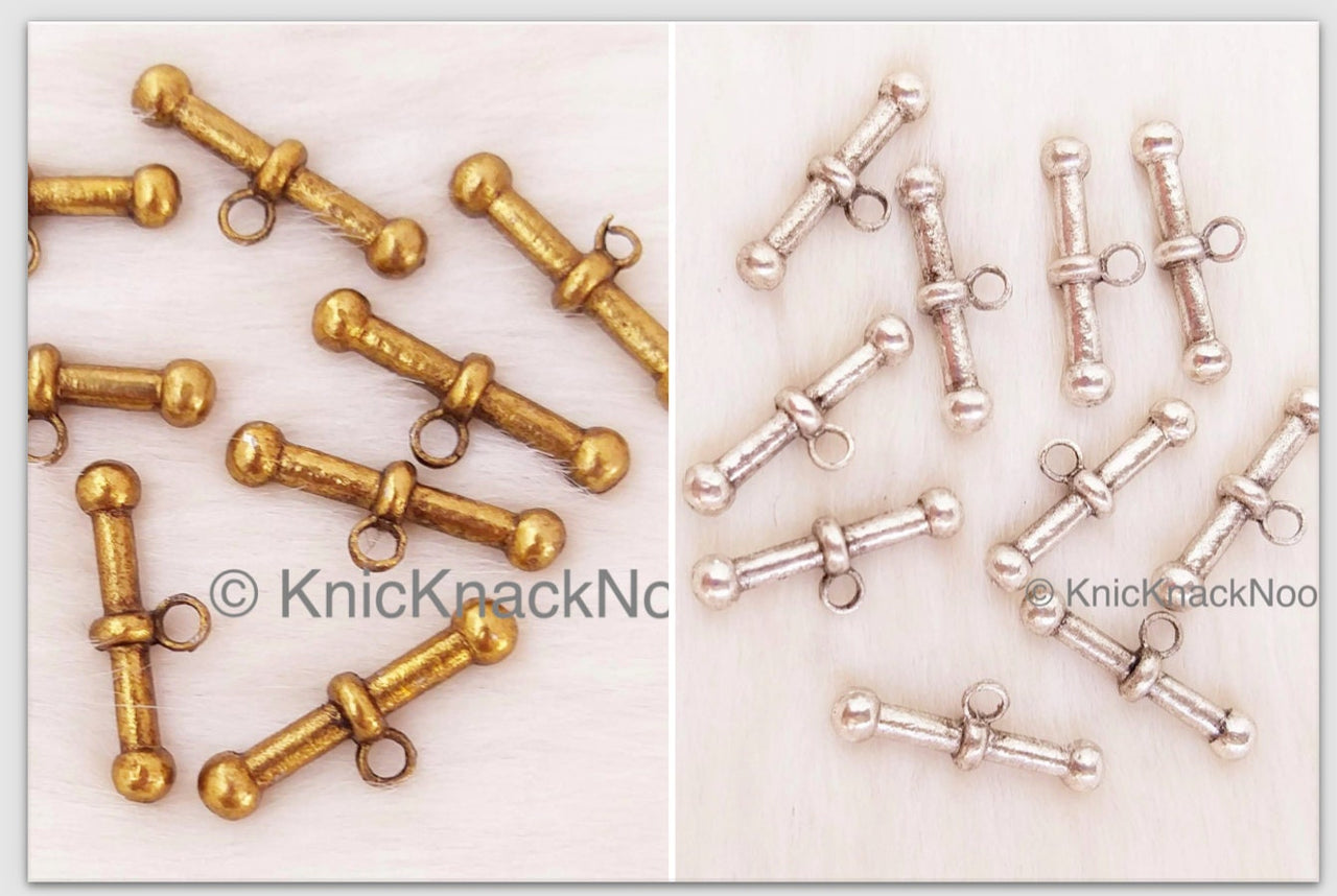 Antique Bronze / Silver Zinc Alloy Bar Charm Pendant, Metal Buttons, Charms
