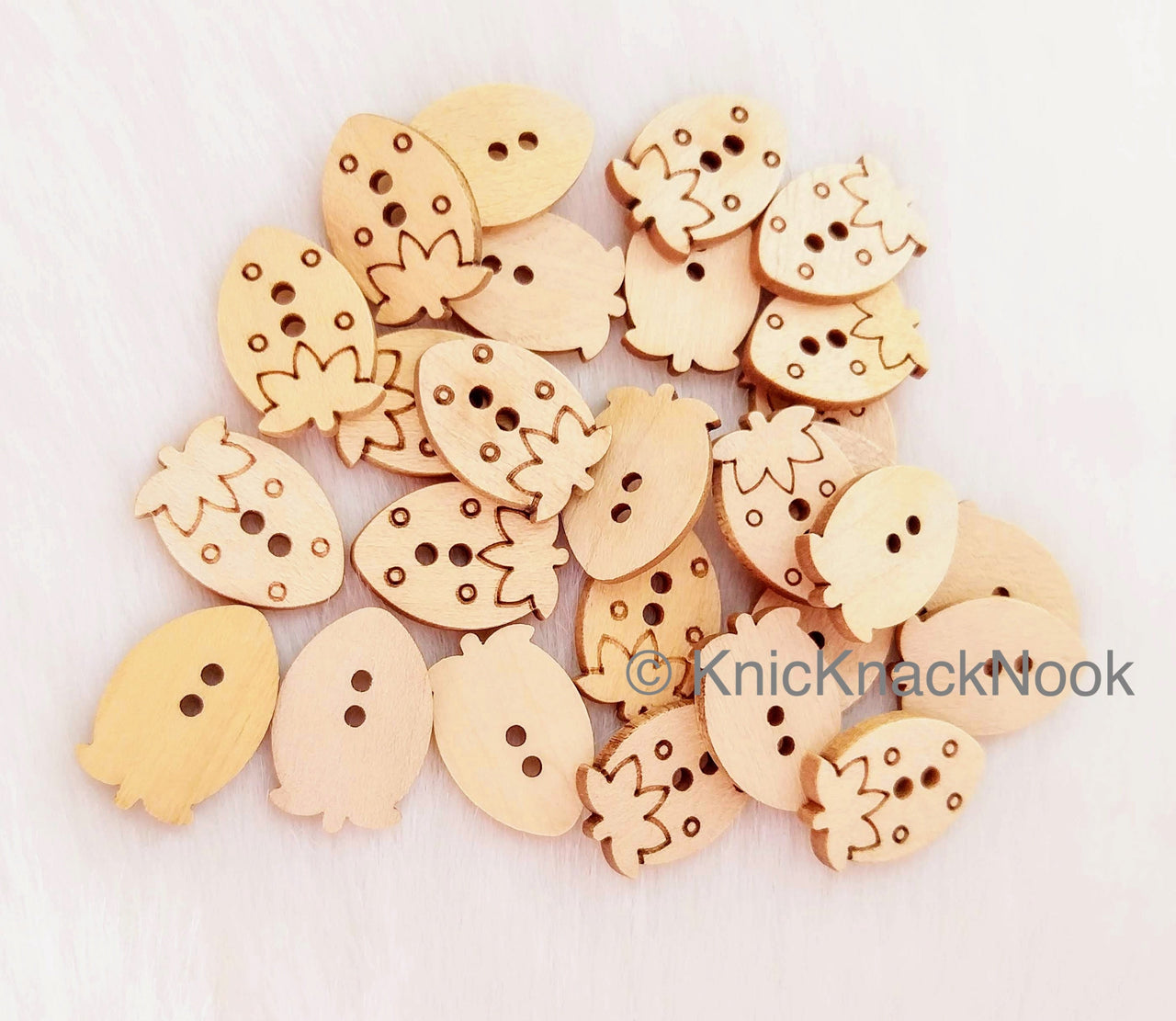 Wood Strawberry Buttons
