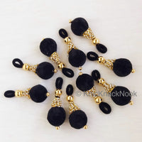 Thumbnail for Burgundy Red / Black / Royal Blue Tear Drop Velvet And Diamante Indian Embellishment, Wedding Tassels, Latkan