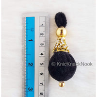Thumbnail for Burgundy Red / Black / Royal Blue Tear Drop Velvet And Diamante Indian Embellishment, Wedding Tassels, Latkan