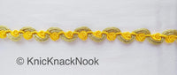 Thumbnail for Shimmering Gold And Blue / Yellow / Coral Thread Floral Lace Trim, Rose Trim, Flower Roses