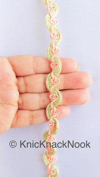 Thumbnail for Shimmering Gold And Blue / Yellow / Coral Thread Floral Lace Trim, Rose Trim, Flower Roses