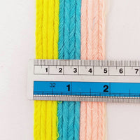 Thumbnail for Pink, Blue And Yellow Thread Stripes Trim, Cotton Embroidered Trim