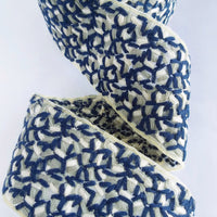 Thumbnail for Beige Sheer Tissue Fabric Trim With Cotton Thread Embroidery In Blue, Grey And Off White, Fabric Lace