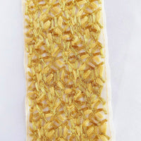 Thumbnail for Beige Sheer Tissue Fabric Trim With Cotton Thread Embroidery In Light Green And Antique Gold, Fabric Lace, Embroidered Trim