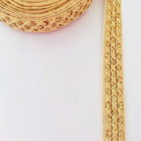 Thumbnail for Beige Net Lace Trim With Beautiful Brown / Red And Gold Embroidery, Approx. 20mm wide