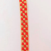 Thumbnail for Beige Net Lace Trim With Beautiful Brown / Red And Gold Embroidery, Approx. 20mm wide