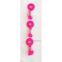 Thumbnail for Fuchsia Pink / Brown Threaded Ring Tassels, Zardosi Dangle Tassel, Indian Latkans