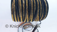 Thumbnail for Wholesale Black Velvet Trim With Gitter Gold Detail, Border Piping, Velvet Ribbon