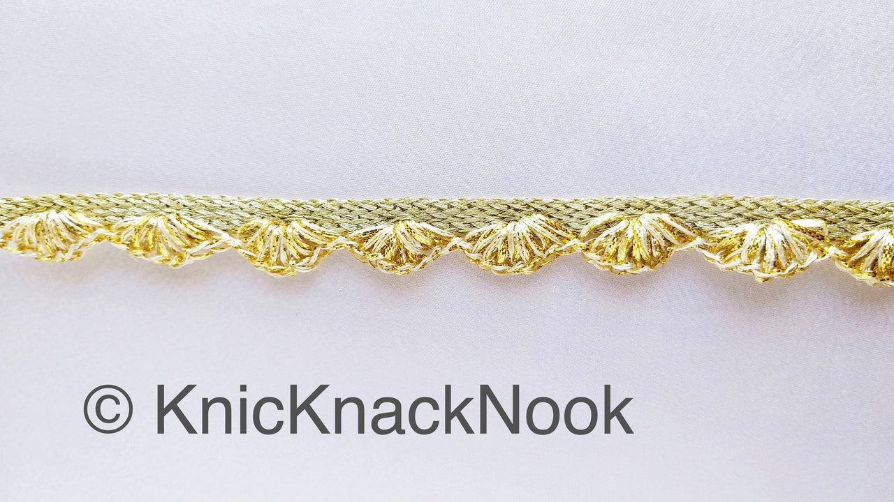 Gold / Silver Shimmer Shell Pattern Scallop Thread Trim With Sequins, Approx. 15mm, Thread Trim