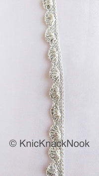 Thumbnail for Gold / Silver Shimmer Shell Pattern Scallop Thread Trim With Sequins, Approx. 15mm, Thread Trim