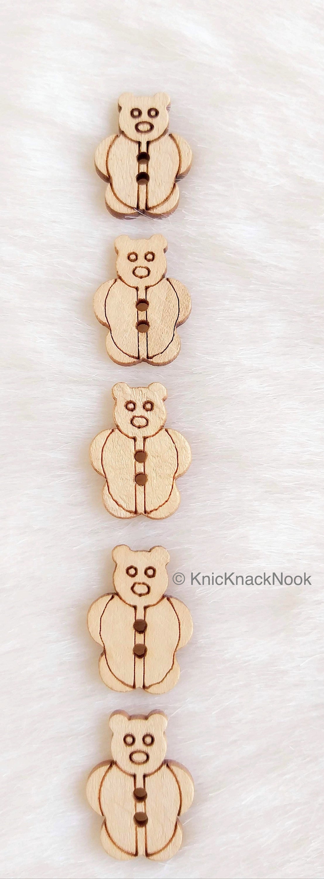 Wood Teddy Bear Buttons