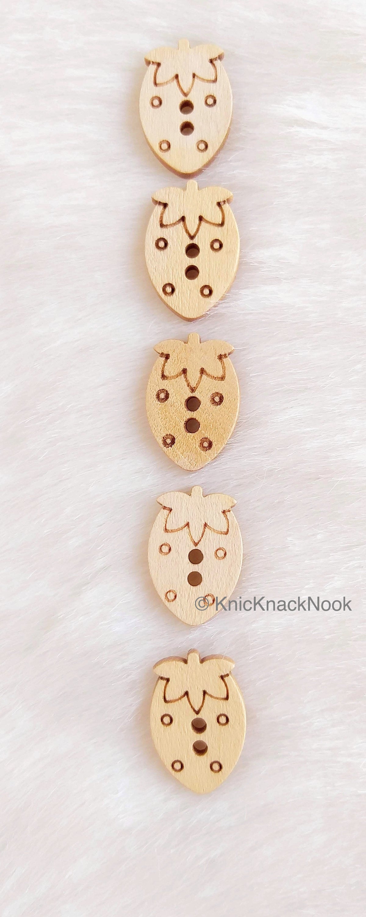 Wood Strawberry Buttons