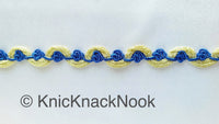Thumbnail for Shimmering Gold And Blue / Yellow / Coral Thread Floral Lace Trim, Rose Trim, Flower Roses