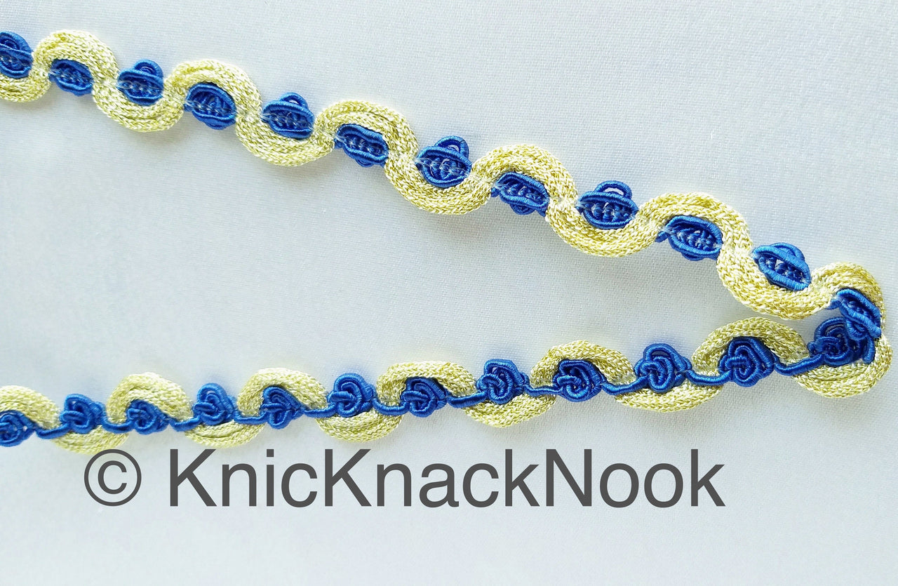 Shimmering Gold And Blue / Yellow / Coral Thread Floral Lace Trim, Rose Trim, Flower Roses