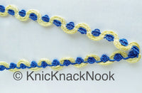 Thumbnail for Shimmering Gold And Blue / Yellow / Coral Thread Floral Lace Trim, Rose Trim, Flower Roses