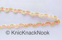 Thumbnail for Shimmering Gold And Blue / Yellow / Coral Thread Floral Lace Trim, Rose Trim, Flower Roses
