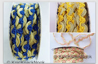 Thumbnail for Shimmering Gold And Blue / Yellow / Coral Thread Floral Lace Trim, Rose Trim, Flower Roses