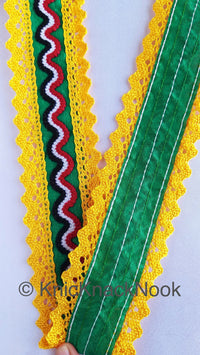 Thumbnail for Embroidered Fabric Trim In Crochet Detail, Bohemian Trimming, Lace Trims