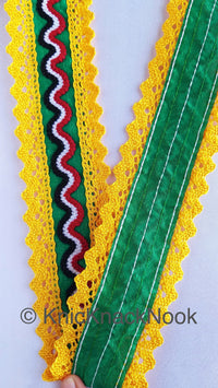 Thumbnail for Embroidered Fabric Trim In Crochet Detail, Bohemian Trimming, Lace Trims