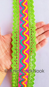 Thumbnail for Embroidered Fabric Trim In Crochet Detail, Bohemian Trimming, Lace Trims