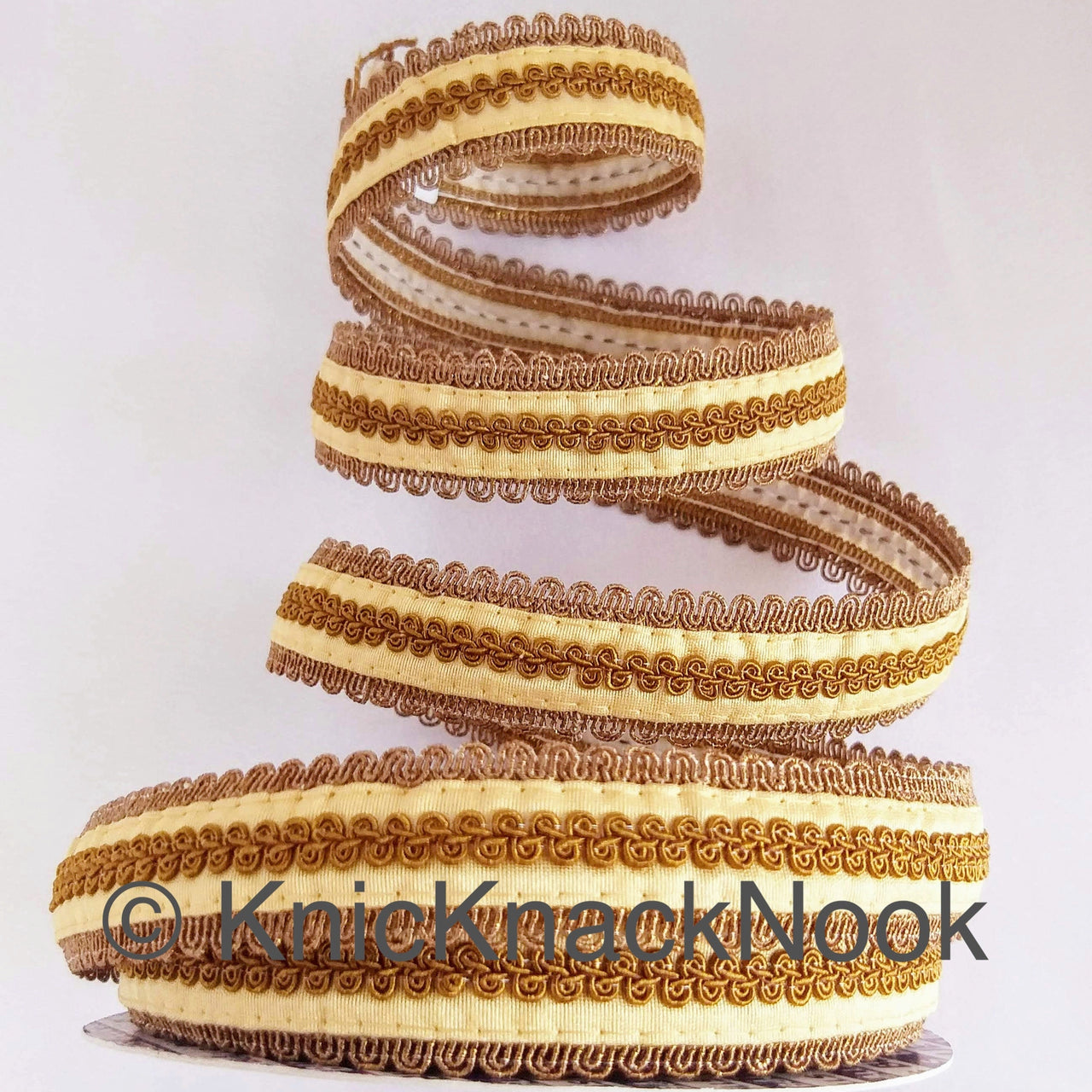 Fabric Trim With Brown / Black / Yellow / Green / Pink Thread Embroidery, Embroidered Lace Trim, 28mm wide