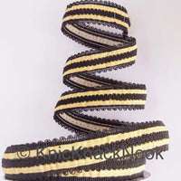Thumbnail for Fabric Trim With Brown / Black / Yellow / Green / Pink Thread Embroidery, Embroidered Lace Trim, 28mm wide