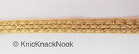 Thumbnail for Beige Net Lace Trim With Beautiful Brown / Red And Gold Embroidery, Approx. 20mm wide