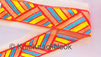 Thumbnail for Beige Net With Coral Pink, Blue, Yellow And Red Embroidery