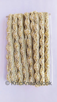 Thumbnail for Gold / Silver Shimmer Shell Pattern Scallop Thread Trim With Sequins, Approx. 15mm, Thread Trim