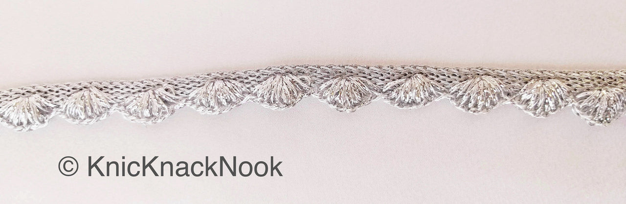 Gold / Silver Shimmer Shell Pattern Scallop Thread Trim With Sequins, Approx. 15mm, Thread Trim