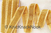 Thumbnail for Wholesale Beige Art Silk Fabric Trim With Gold Bugle Beads Embellishments And Gold Embroidery, Beaded Trim,