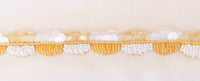Thumbnail for Beige Net Lace With Off White And Beige Sequins and Beads, Scallop Trim, Exclusive Laces