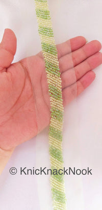 Thumbnail for Wholesale Decorative Green Beaded Net Lace Trim, Seed Beads, Beaded Trim