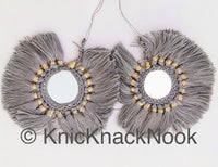 Thumbnail for Mirrored Tassels In Grey / Green / Brown / Red / Blue, Crochet Mirror Tassel, Handmade Latkan Boho