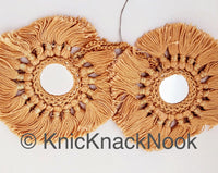 Thumbnail for Mirrored Tassels In Grey / Green / Brown / Red / Blue, Crochet Mirror Tassel, Handmade Latkan Boho