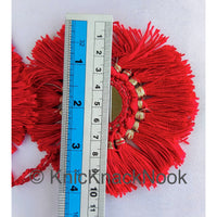 Thumbnail for Mirrored Tassels In Grey / Green / Brown / Red / Blue, Crochet Mirror Tassel, Handmade Latkan Boho