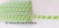 Thumbnail for Decorative Green / Pink Beaded Net Lace Trim, Seed Beads, Beaded Trim