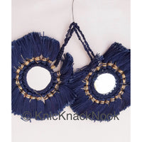 Thumbnail for Mirrored Tassels In Grey / Green / Brown / Red / Blue, Crochet Mirror Tassel, Handmade Latkan Boho