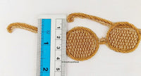 Thumbnail for Hand Embroidered Glasses Applique with Antique Gold Zardozi Embroidery, Appliqué Patch, Spectacles Appliques