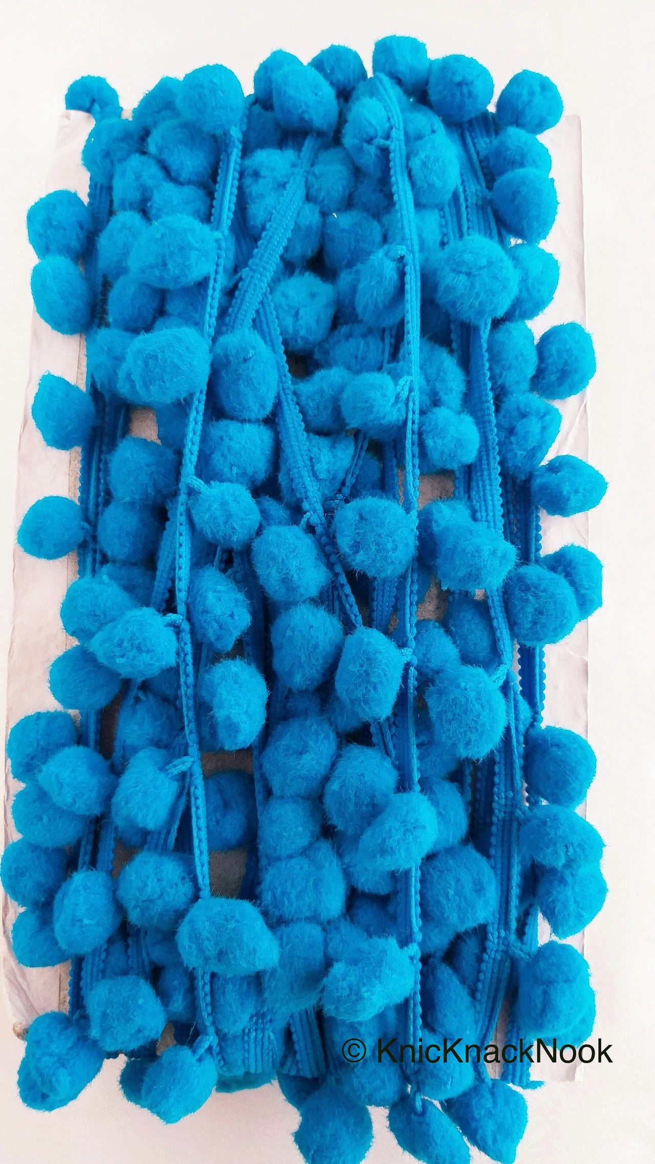 Blue Pom Pom Fringe Trim, Pompom Trimming, Tassels