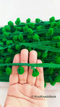 Thumbnail for 9 yards x Wholesale Green Pom Pom Fringe Trim, Pompom Trimming, Tassels