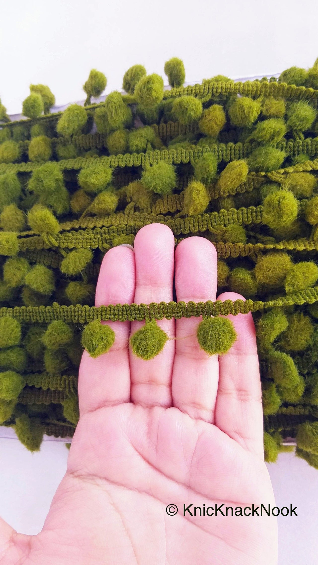 9 yards x Wholesale Green Pom Pom Fringe Trim, Pompom Trimming, Tassels