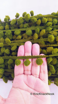 Thumbnail for 9 yards x Wholesale Green Pom Pom Fringe Trim, Pompom Trimming, Tassels