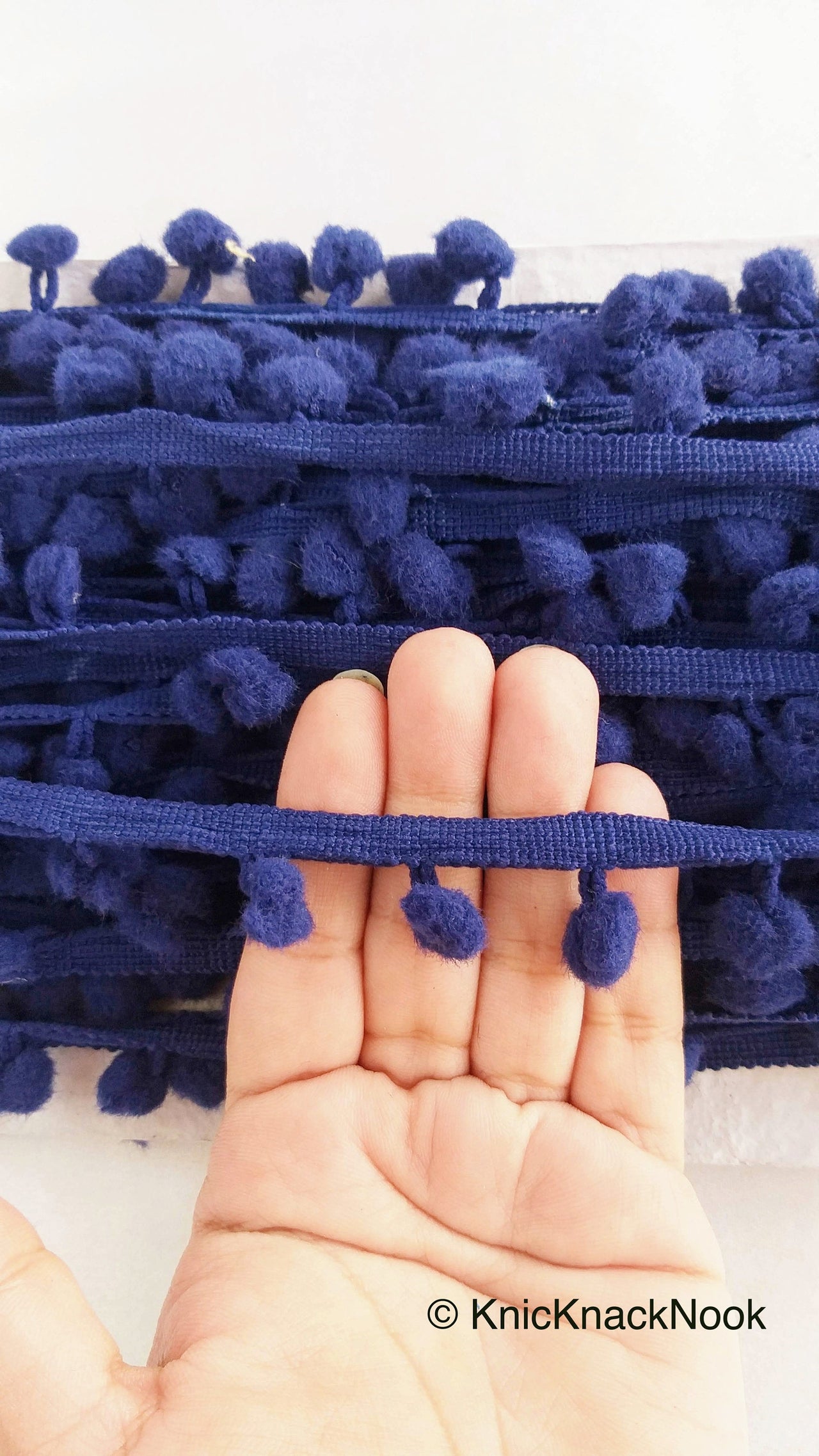 Blue Pom Pom Fringe Trim, Pompom Trimming, Tassels