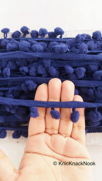 Thumbnail for Blue Pom Pom Fringe Trim, Pompom Trimming, Tassels