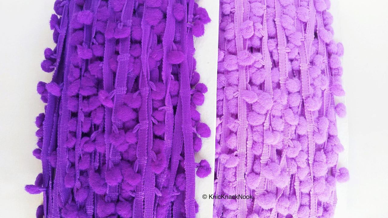 Purple Pom Pom Fringe Trim, Pompom Trimming, Tassels