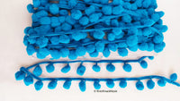 Thumbnail for Blue Pom Pom Fringe Trim, Pompom Trimming, Tassels