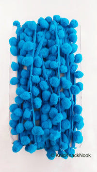 Thumbnail for Blue Pom Pom Fringe Trim, Pompom Trimming, Tassels