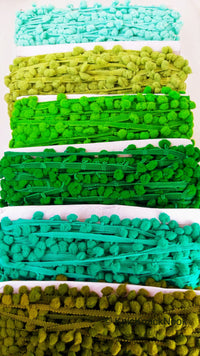 Thumbnail for 9 yards x Wholesale Green Pom Pom Fringe Trim, Pompom Trimming, Tassels